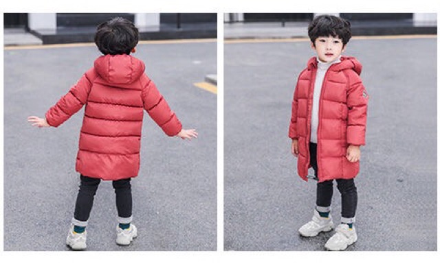 Áo Phao Trẻ Em Trai Gái Dáng Dài Có Mủ Hàng NK Quảng Châu