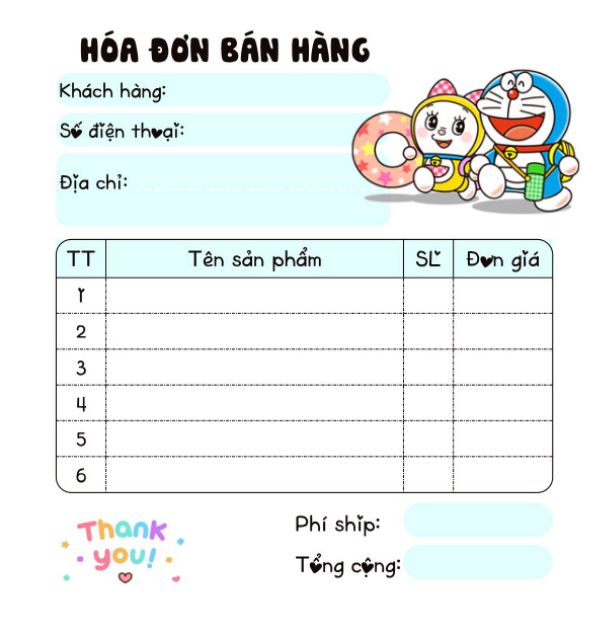 [MUA 10 TẶNG 1]  Hoá đơn bán hàng mini 1 liên dễ thương