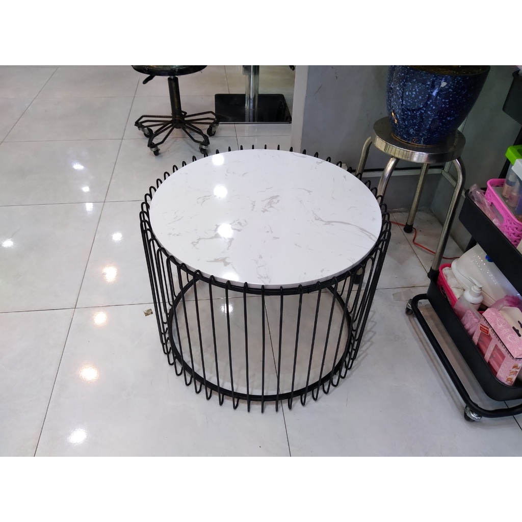 Bàn sofa,bàn trà lồng chim, sơn tĩnh điện, mặt đá vân mây dày 14mm