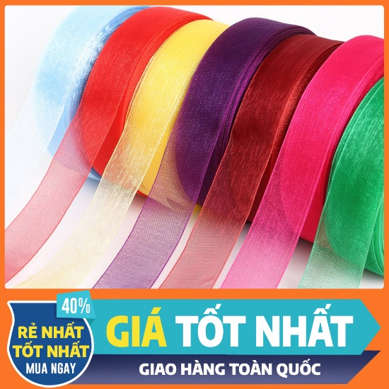 Ruy băng voan 2cm không viền nhiều màu làm nơ gói quà phụ kiện handmade