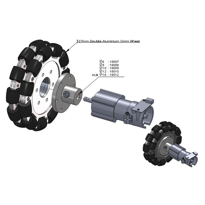 Bánh Xe OMNI Nhôm 127MM 1 bộ 4 bánh