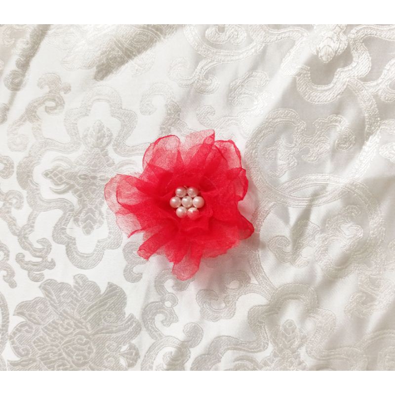 Hoa handmade voan giấy màu đỏ size 6cm