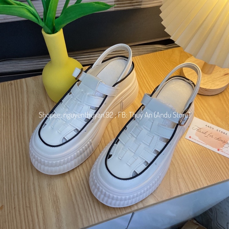 Giày thể thao hở gót, giày bít mũi nữ đế 7.5cm⚡️And Store⚡️