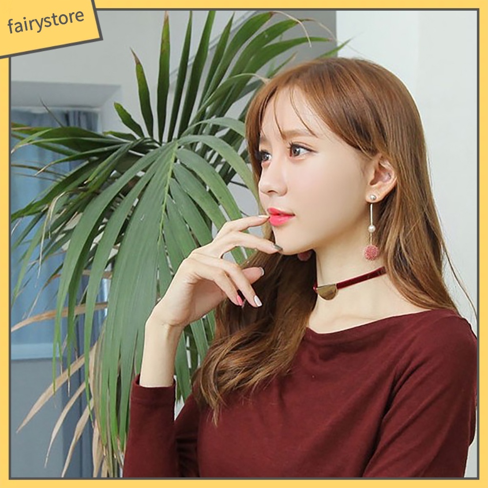 Bông Tai Dáng Dài Đính Ngọc Trai Nhân Tạo Thời Trang