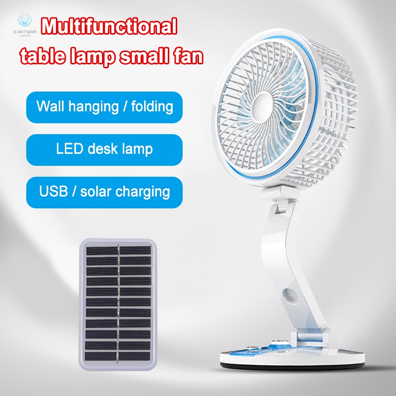 Quạt mini để bàn sử dụng năng lượng mặt trời có thể sạc lại