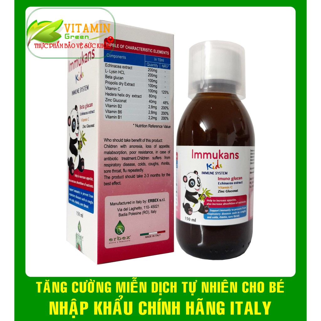IMMUKANS KIDS TĂNG SỨC ĐỀ KHÁNG, TĂNG CƯỜNG MIỄN DỊCH TỰ NHIÊN CHO BÉ | NHẬP KHẨU CHÍNH HÃNG ITALY
