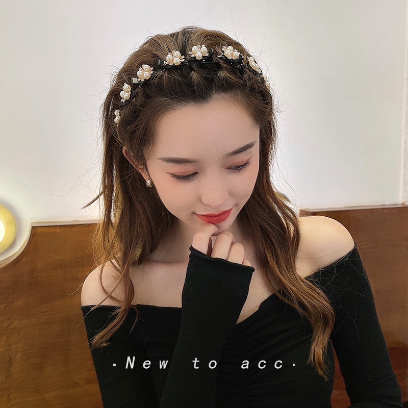 Băng Đô Cài Tóc Đính Đá Ngọc Trai Và Kim Cương Giả Phong Cách Hàn Quốc Mới