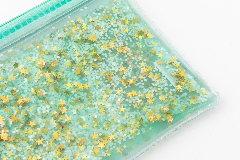 Túi Đựng Bút ARTBOX Hàn Quốc Chất Lỏng Kim Tuyến Lấp Lánh Màu Bạc Hà