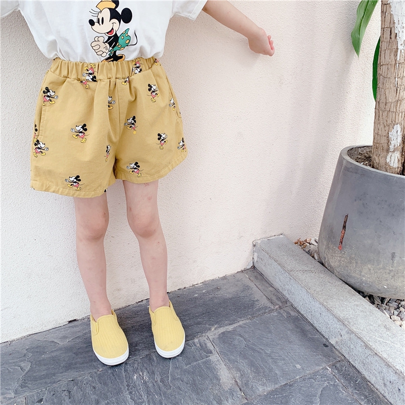 Quần Short In Hình Chuột Mickey Đáng Yêu Cho Bé Gái