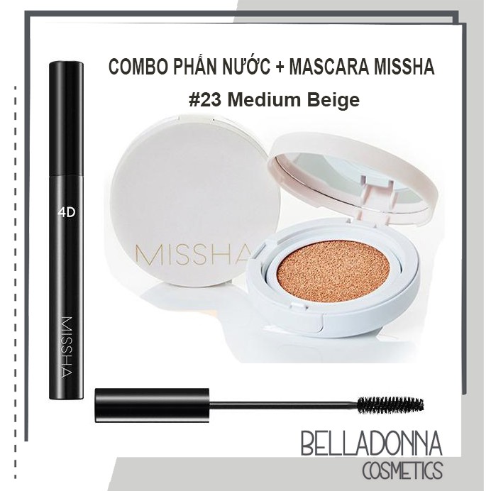 Combo Phấn nước kiềm dầu, che phủ tốt Magic Cushion Missha SPF 50+/Pa +++# No21 + Chải Mi Mascara The Style 4D Missha 7g