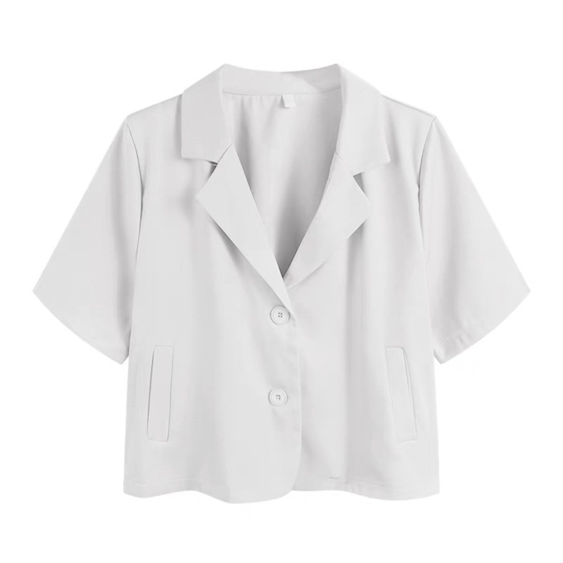 Áo BLAZER NGẮN TAY trơn đứng form, kiểu dáng croptop 2 cúc, 3 màu, chất đẹp style Hàn Quốc, hàng Quảng Châu - SẴN HÀNG | BigBuy360 - bigbuy360.vn