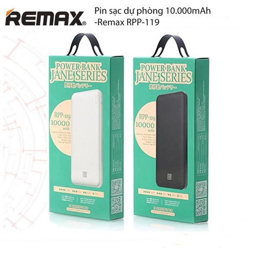 Pin Sạc Dự Phòng Remax RPP 119 Lõi Polymer 10000mAh 2 Cổng Sạc