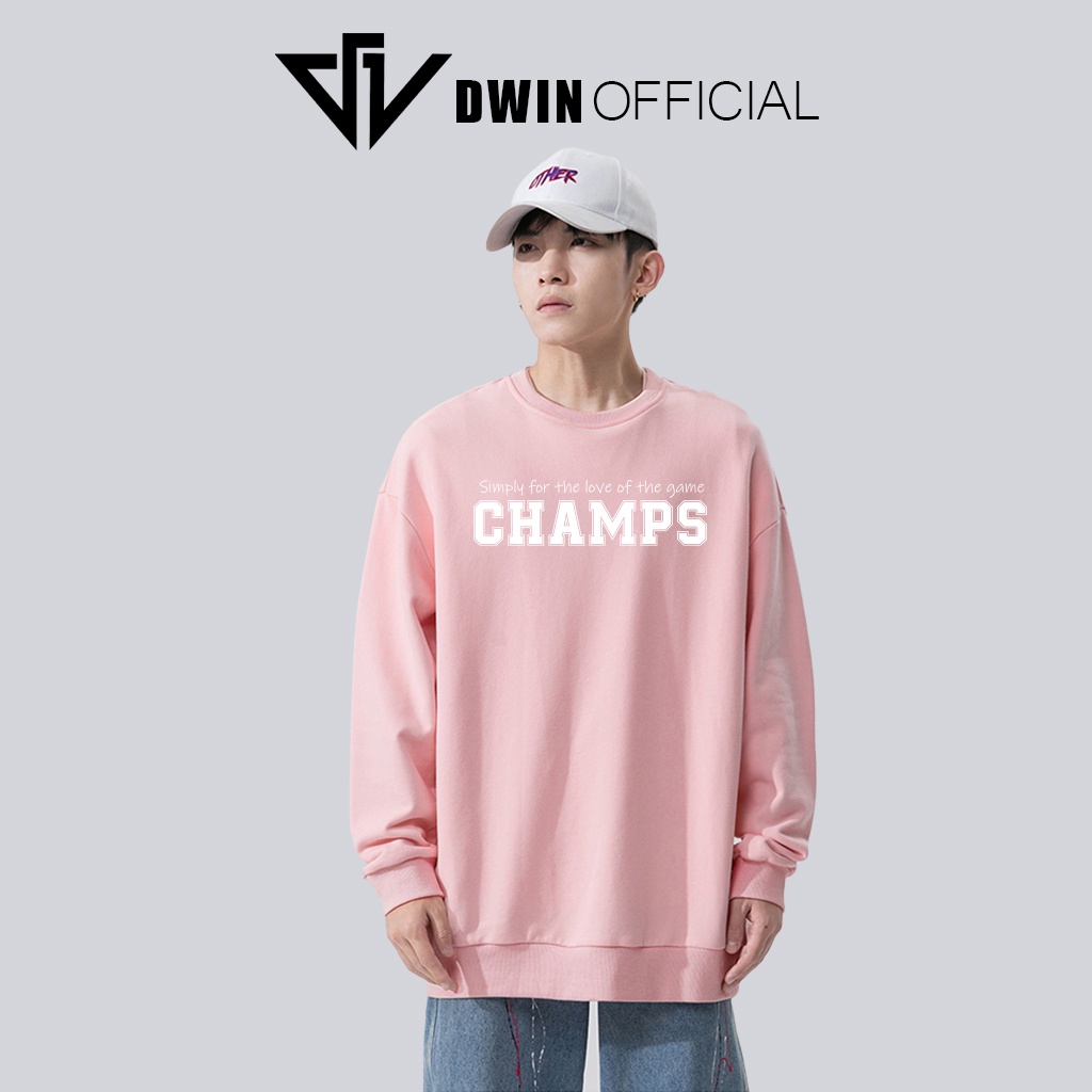 Áo sweater nỉ Champs unisex DWIN basic nam nữ form rộng oversize local brand SP00095