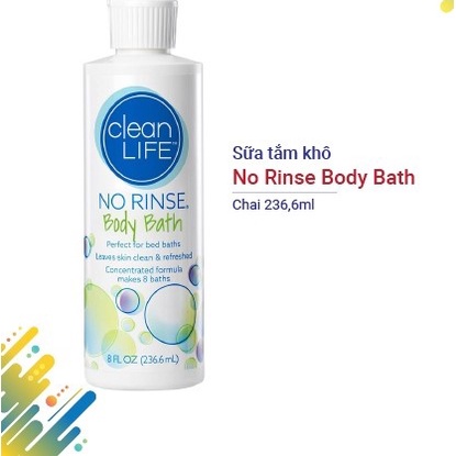 DẦU GỘI KHÔ &amp; SỮA TẮM KHÔ KHÔNG DÙNG NƯỚC - NO RINSE SHAMPOO &amp; BODY WASH 236,6ML - CHO PHỤ NỮ MỚI SINH, NGƯỜI HẬU PHẪU