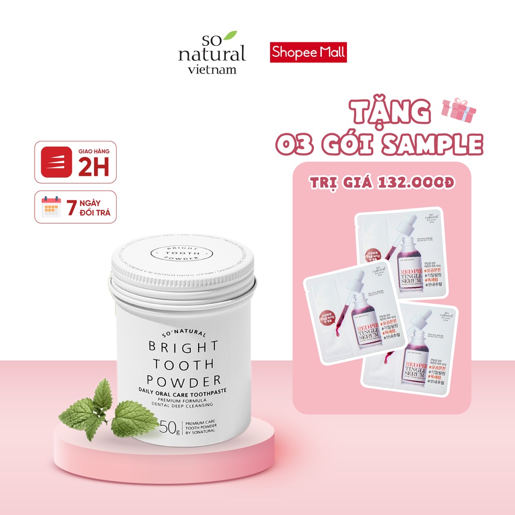 Bột Làm Trắng Răng Hỗ Trợ Làm Giảm Hôi Miệng An Toàn Hiệu Quả Nhanh Chóng Bright Tooth Powder 2in1 50G So Natural