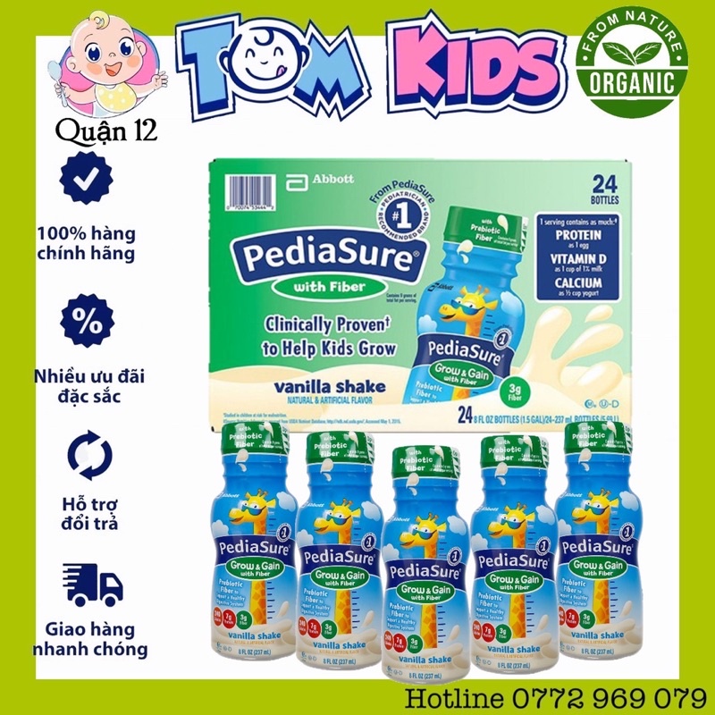 Thùng 24 chai sữa nước Pediasure Fiber Mỹ 237ml Date 1/2024