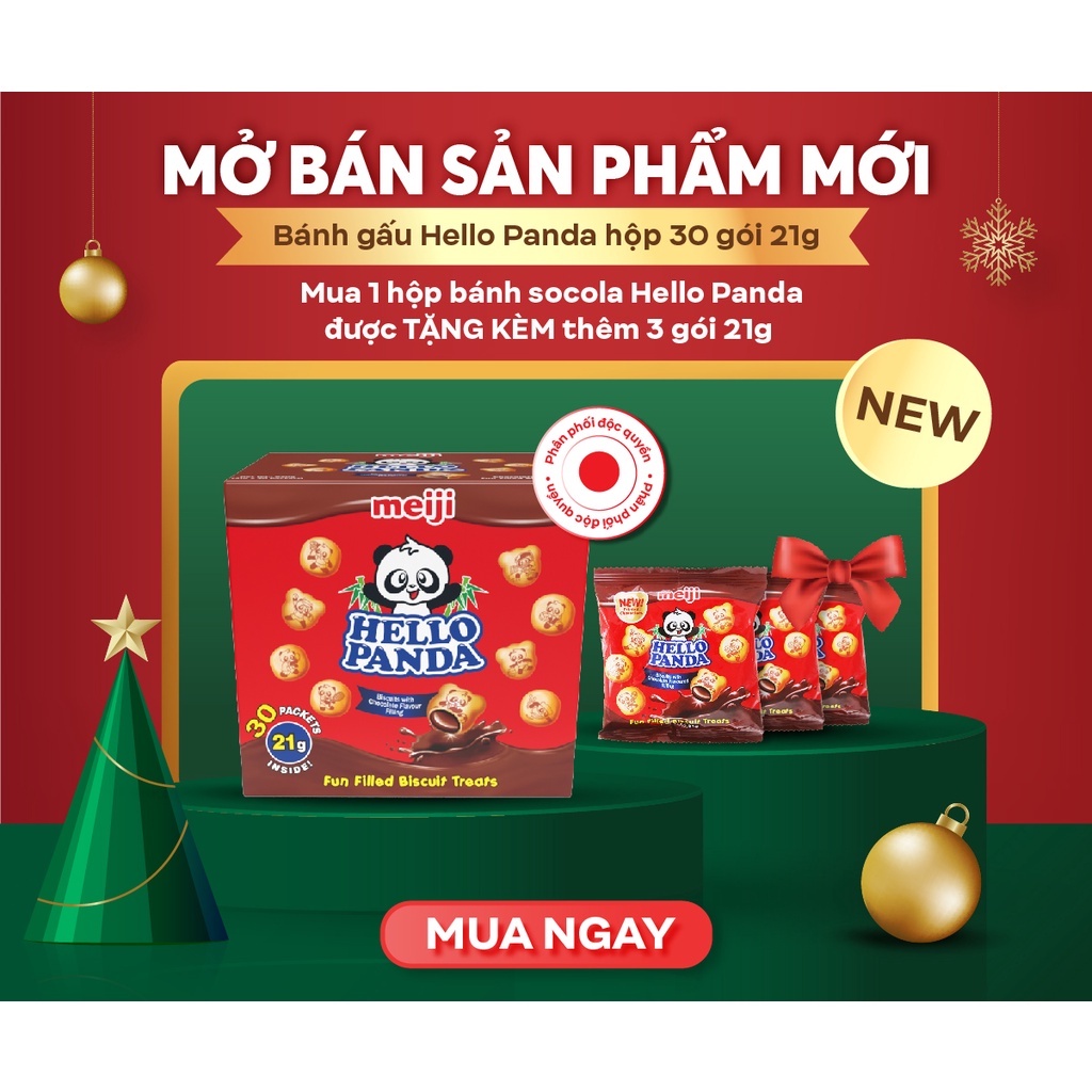 Bánh gấu Meiji Nhật Bản Hello Panda hộp 30 gói 21g vị chocolate