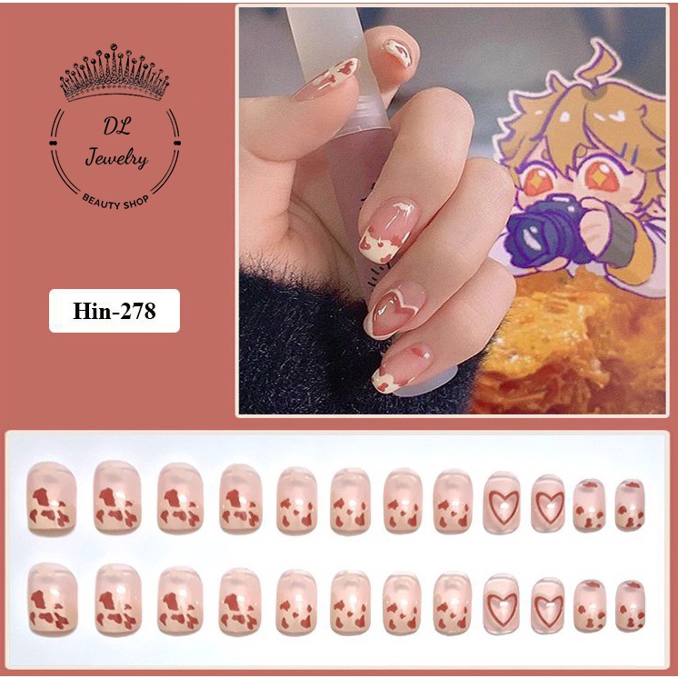 Móng Tay Giả Hộp 24 Móng Tay Kèm Keo Kiểu Mới Thời Trang