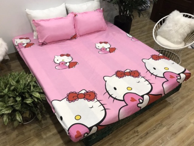 Bộ Ga Gối 3 Món Cottong Poly - Kitti Ôm Tim