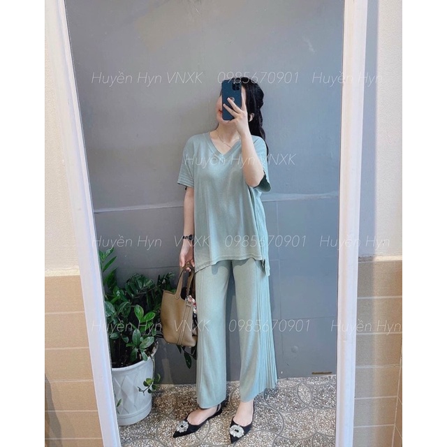 Set bộ len ly tay quần suông mặc đc bầu bí bigsize