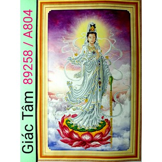 Tranh 3D QUÁN THẾ ÂM BỒ TÁT - 54x84cm - 89258 A804 - PHẬT QUAN ÂM HOA SEN BÌNH CAM LỒ -
