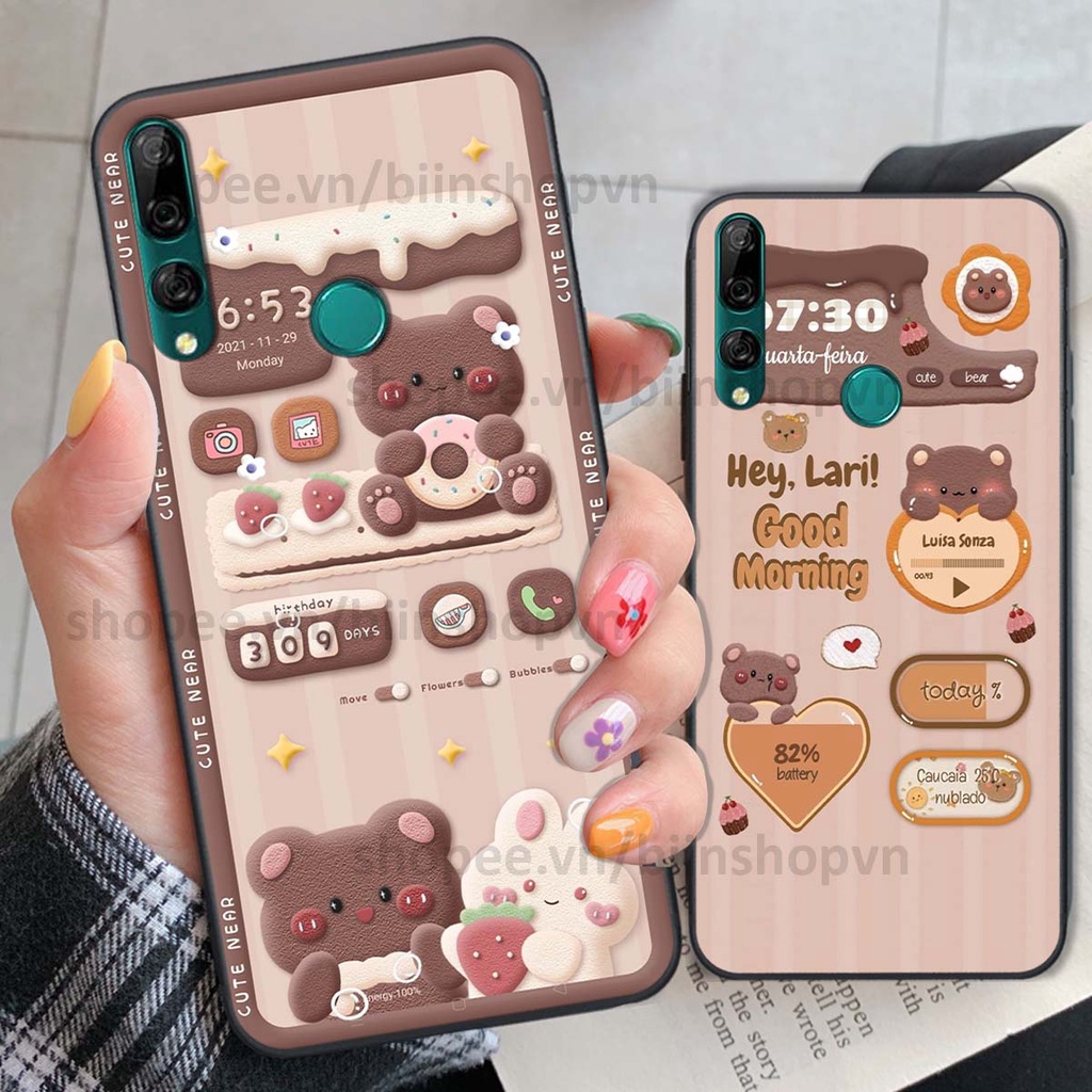 Ốp Huawei Y9 2019 / Y9 Prime 2019 in 3D icon gấu nổi siêu xinh, siêu đáng yêu, cá tính phong cách