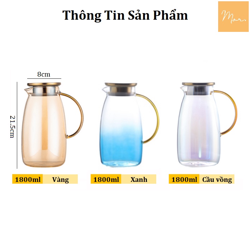 Bình nước thủy tinh chịu nhiệt - 1.8L