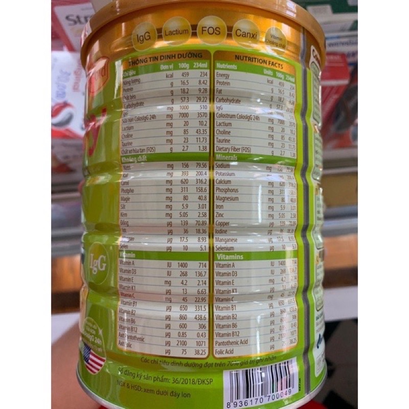 Sữa COLOSBABY GOLD 0+ 1000IgG lon 800gr (Date mới nhất)