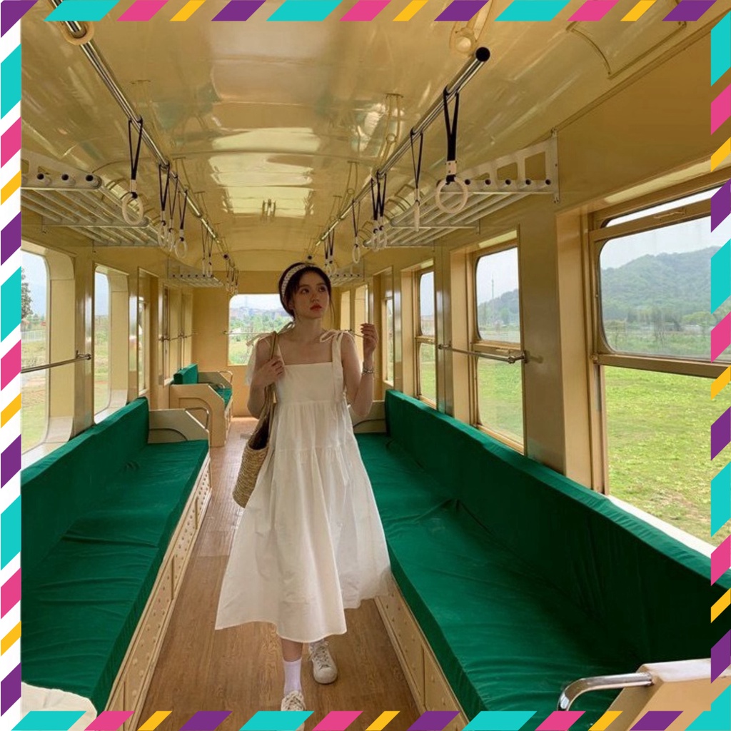 Đầm Nữ, Váy Nữ Babydoll 2 Dây Thắt Nơ Dáng Dài 3 Tầng Siêu Xinh | BigBuy360 - bigbuy360.vn