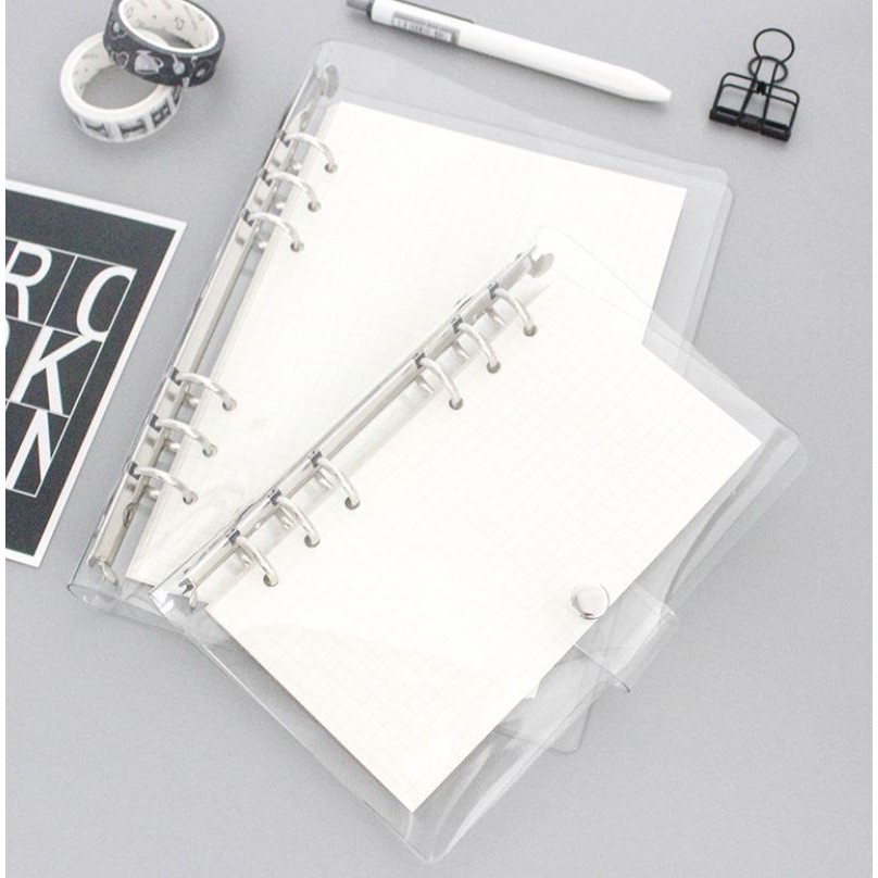 Bìa sổ còng binder trắng nhựa dẻo 6 lỗ - 4 lỗ A4 - A5 - A6 | BNS007
