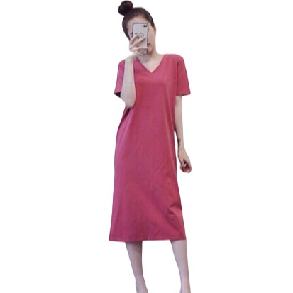 Váy suông có size xoắn lưng cổ tim dáng dài chất đẹp | BigBuy360 - bigbuy360.vn