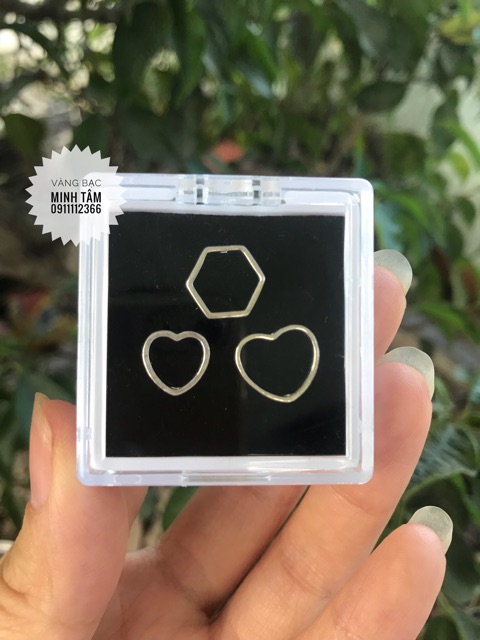 1 Charm bạc khung xuyên qua hạt đá