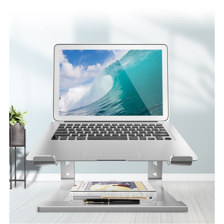 Giá Đỡ Laptop Nhôm Cao Cấp 17 inch, 15.6 inhc, 14 inch Kiêm Đế Tản Nhiệt Macbook Để Bàn C5