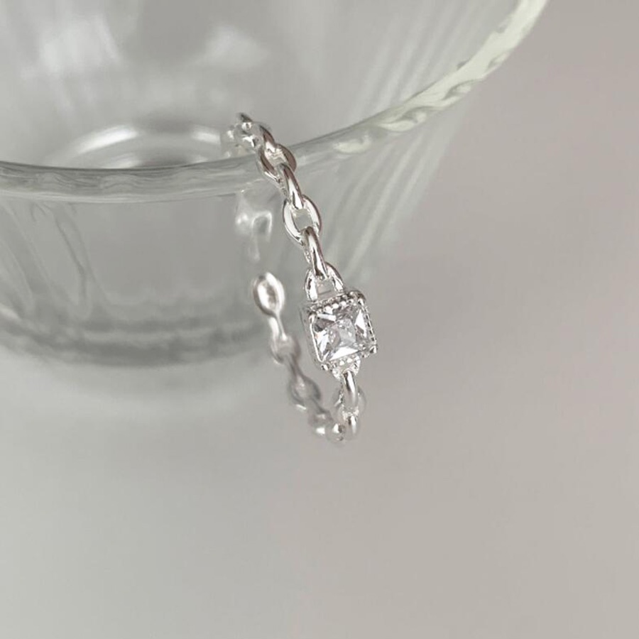 Nhẫn đính hôn bằng thép titan mạ bạc S925 đính đá zircon thời trang cho nữ