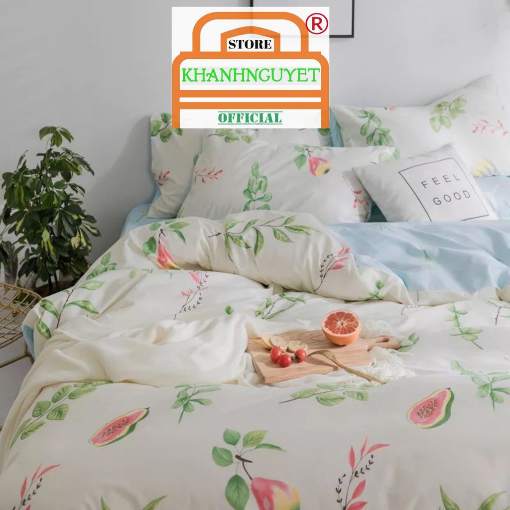 Bộ vỏ chăn ga gối cotton 100% (Quả Đu Đủ)