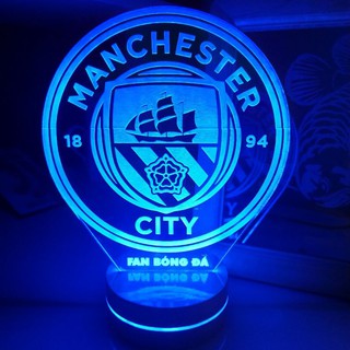Đèn led 16 màu logo clb Manchester City- Quà tặng đèn ngủ, trang trí khắc tên theo yêu cầu