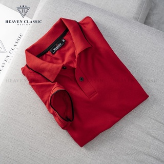 Áo polo nam viền màu đỏ hàng may kĩ cao cấp,vải cotton mềm mịn