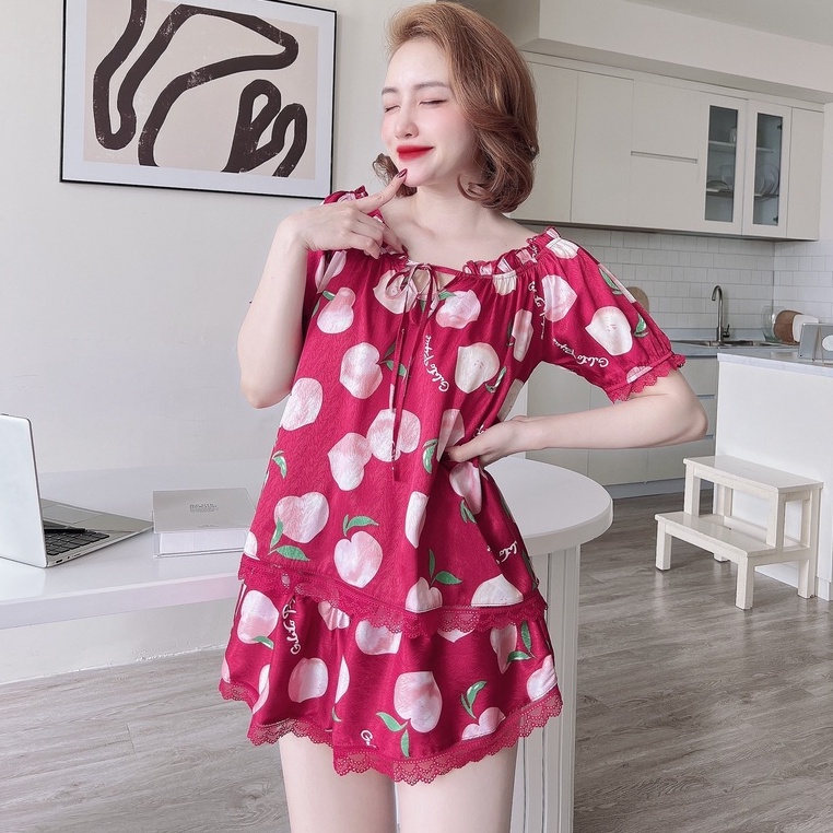 Đồ Mặc Nhà Nữ SOJUN Chất Lụa Xước TC Cổ Tròn Size 40-70Kg