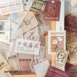 Set 40 sticker hình dán vintage trang trí sổ bullet journal ST012