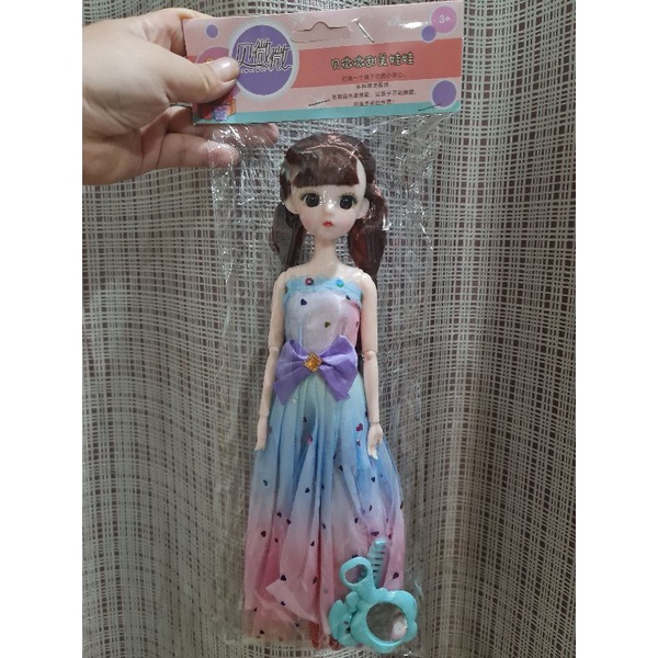 Búp bê có khớp mắt thủy tinh tóc dài, dày, size 30cm