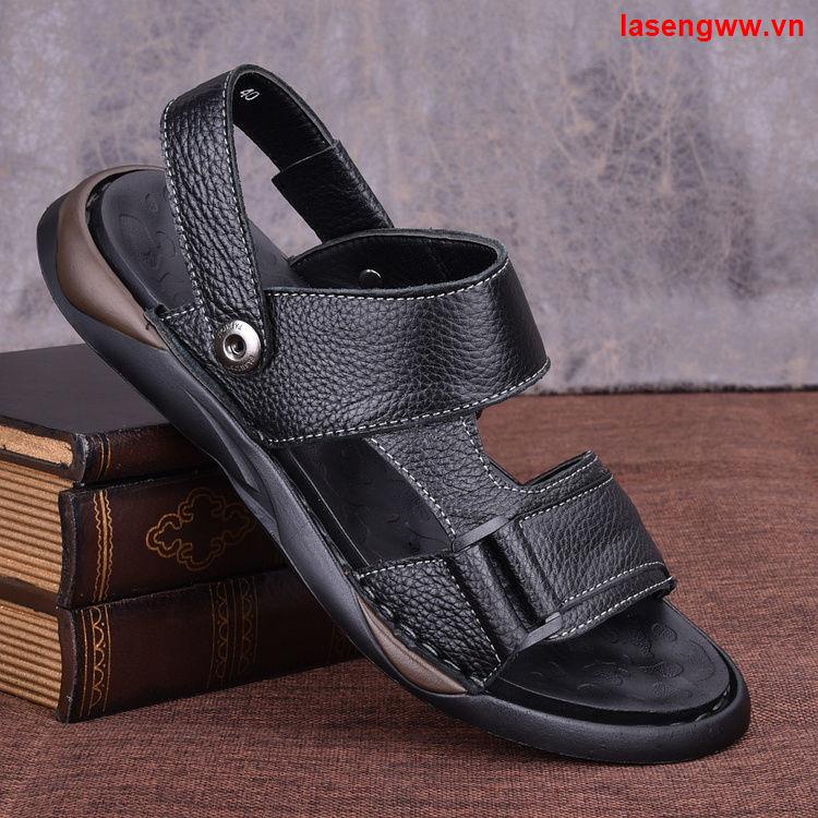 Giày Sandal Da Bò Thật Thời Trang Đi Biển Mùa Hè Cho Nam 2021