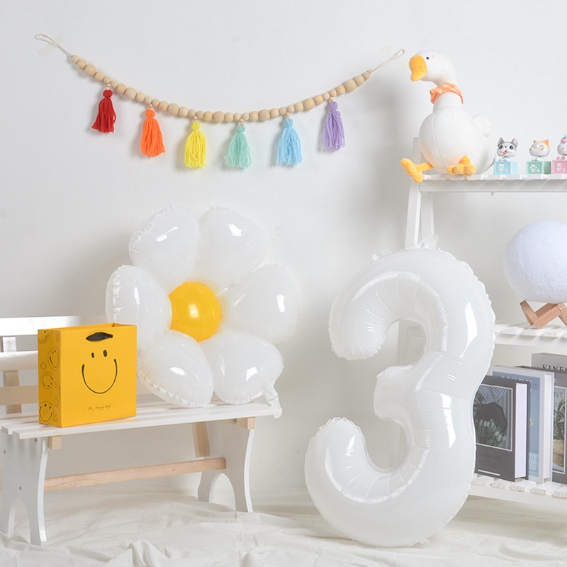 1 Bong Bóng Lá Nhôm Hình Hoa Cúc Trắng Trang Trí Tiệc Cưới / Sinh Nhật / Lễ Tình Nhân