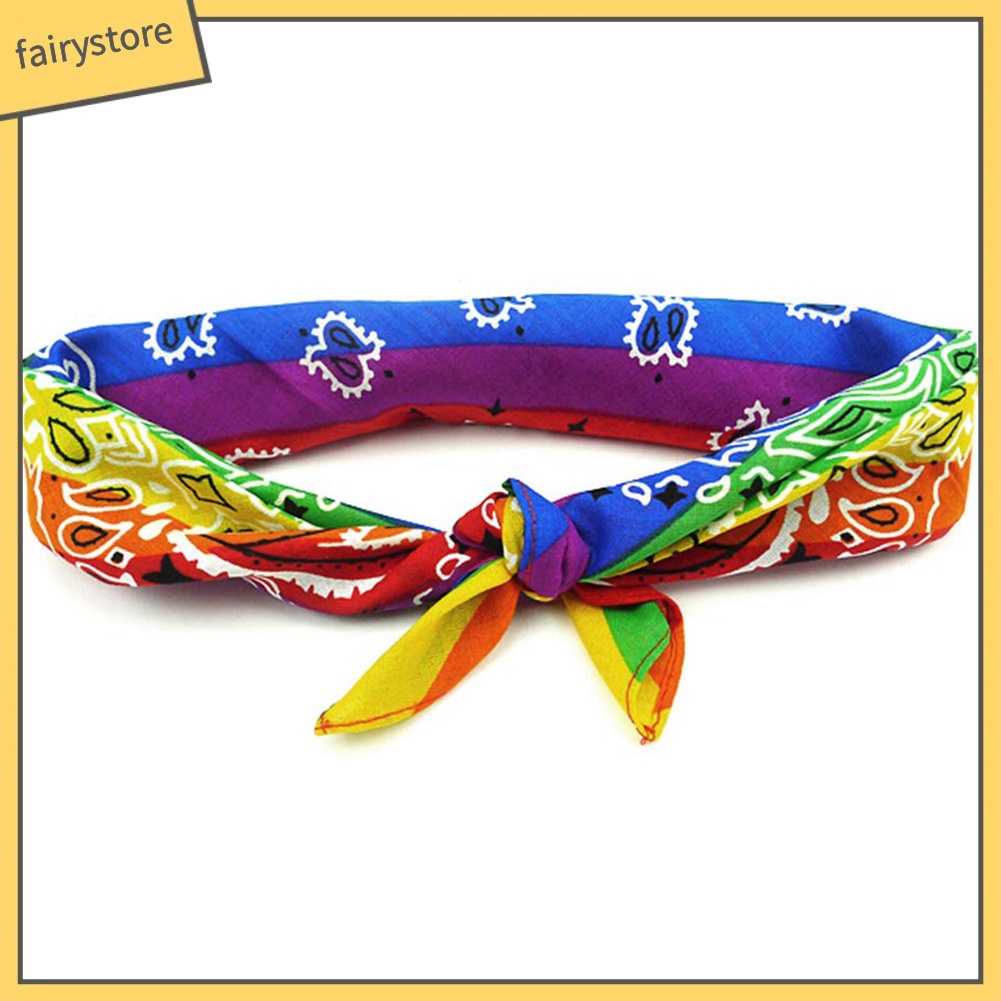 Băng đô kèm khăn quàng họa tiết sọc hoa màu cầu vồng xinh xắn