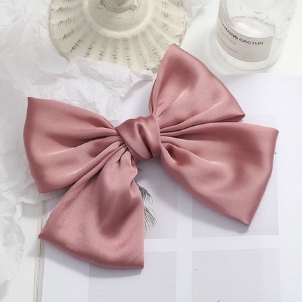 [Hàng thiết kế] Cột tóc kẹp tóc tiểu thư nơ to vải satin lụa handmade xinh xắn nhiều màu cho bạn nữ