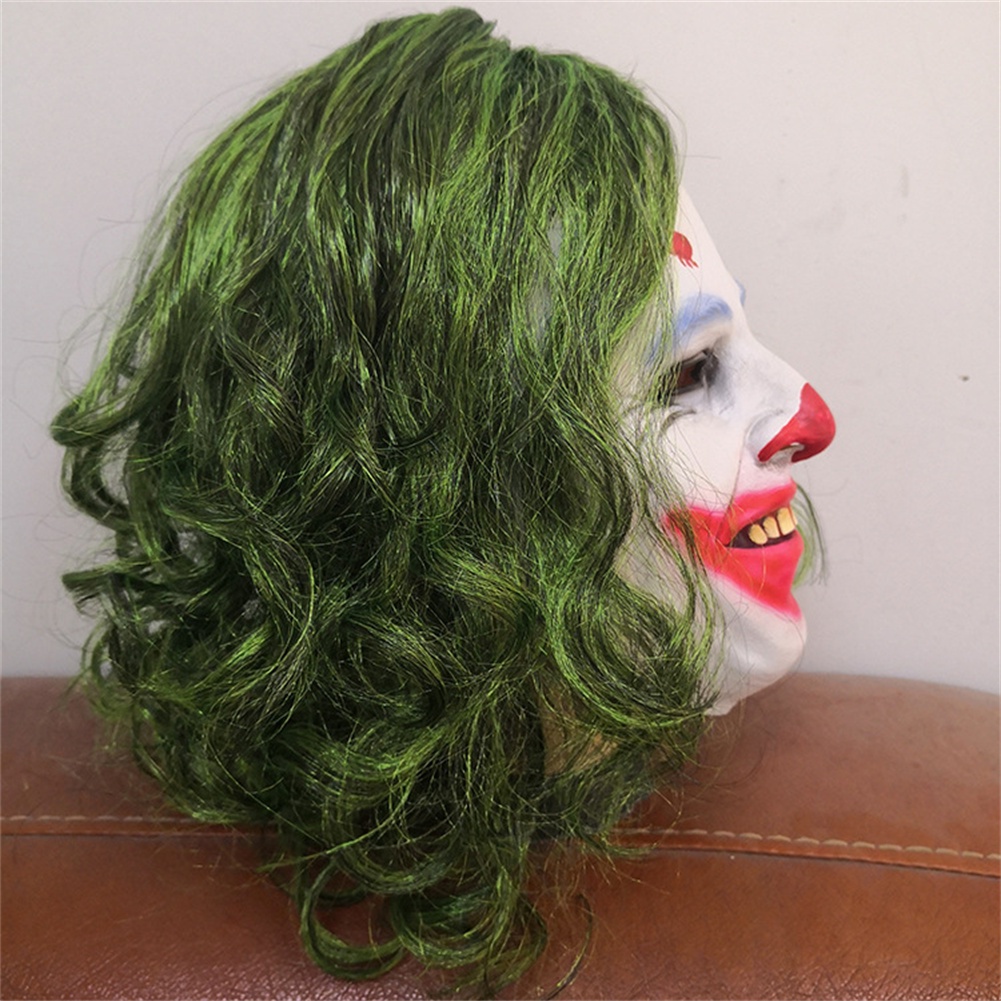 Mặt Nạ Cao Su Trang Phục Hóa Trang Chú Hề Mặt Nạ Hiệp Sĩ Bóng Đêm Cosplay Kinh Dị Đáng Sợ Joker Mặt Nạ Tóc Xanh Tóc Giả halloween