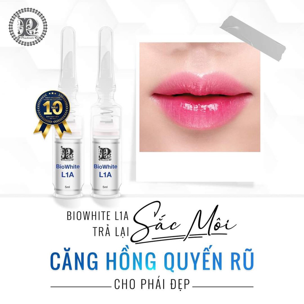 KEM LÀM HỒNG MÔI Mibiti Prudente Bio White L1A (5ml) - Sản Phẩm Bán Chạy Nhất Trên Thị Trường - Hàng Mỹ Chất Lượng Cao