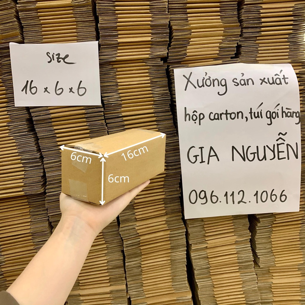 Combo 50 hộp carton 16x6x6 dùng đóng gói hàng hóa cỡ nhỏ vừa - bao bì Gia Nguyễn