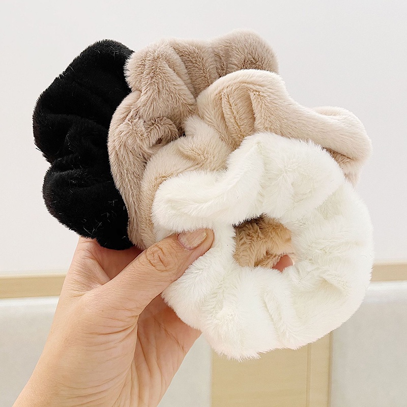 Dây buộc tóc bằng vải lông thỏ mềm mại đáng yêu