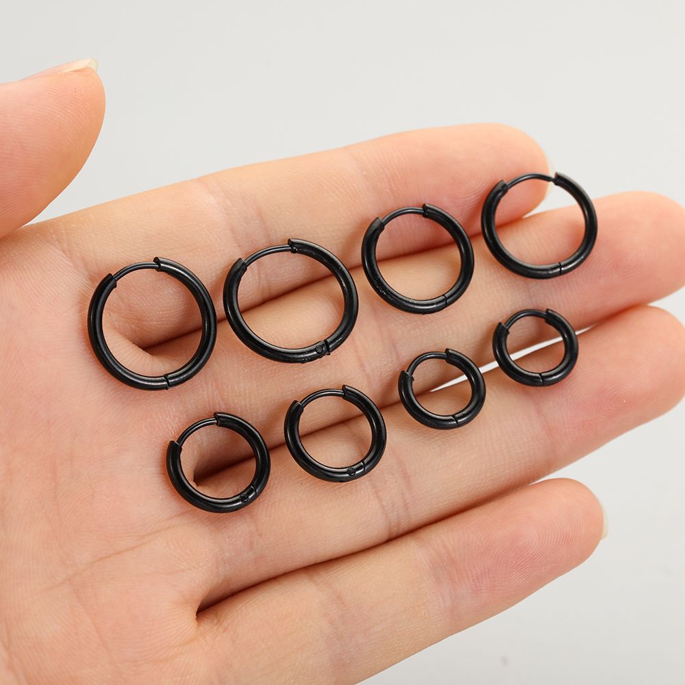 Khuyên tai dạng vòng tròn 8mm / 10mm / 12mm / 14mm nhiều màu sắc thời trang tùy chọn cá tính