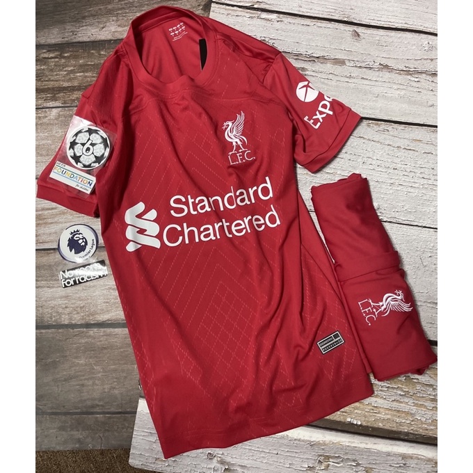 Set Bộ quần áo thê thao bóng đá nam nữ vải thun thái clb liverpool áo đỏ quần đỏ mùa giải 2022 2023